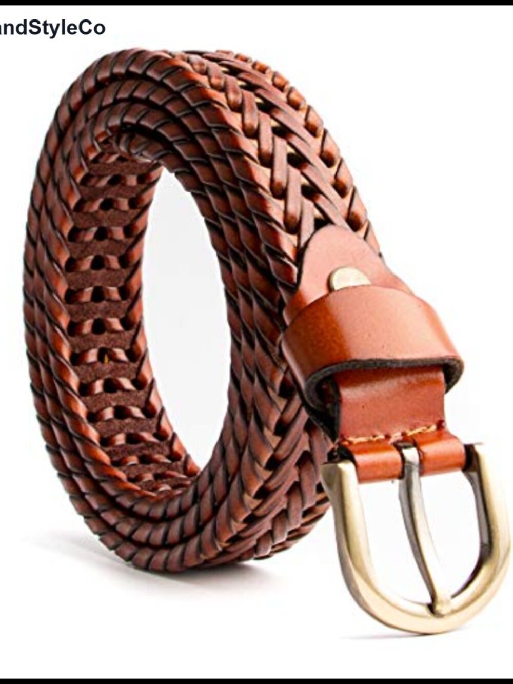 Braided Genuine Real Leather Narrow Belt Adjustable Casual Waist Strap for